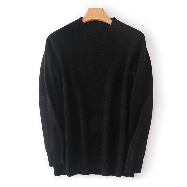 新款男士纯色圆领长袖羊毛衫秋冬季新款男士打底毛衣套头男装，男装羊毛衫，枫宸羊绒
