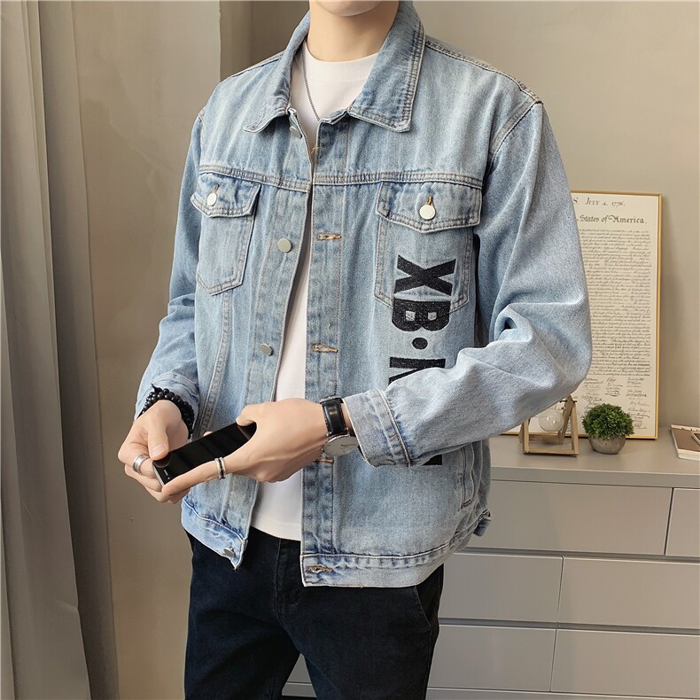 JK821-p80M-5X店主风ins牛仔夹克绣花破洞大码男日系CITYBOY,男装夹克,星座103A