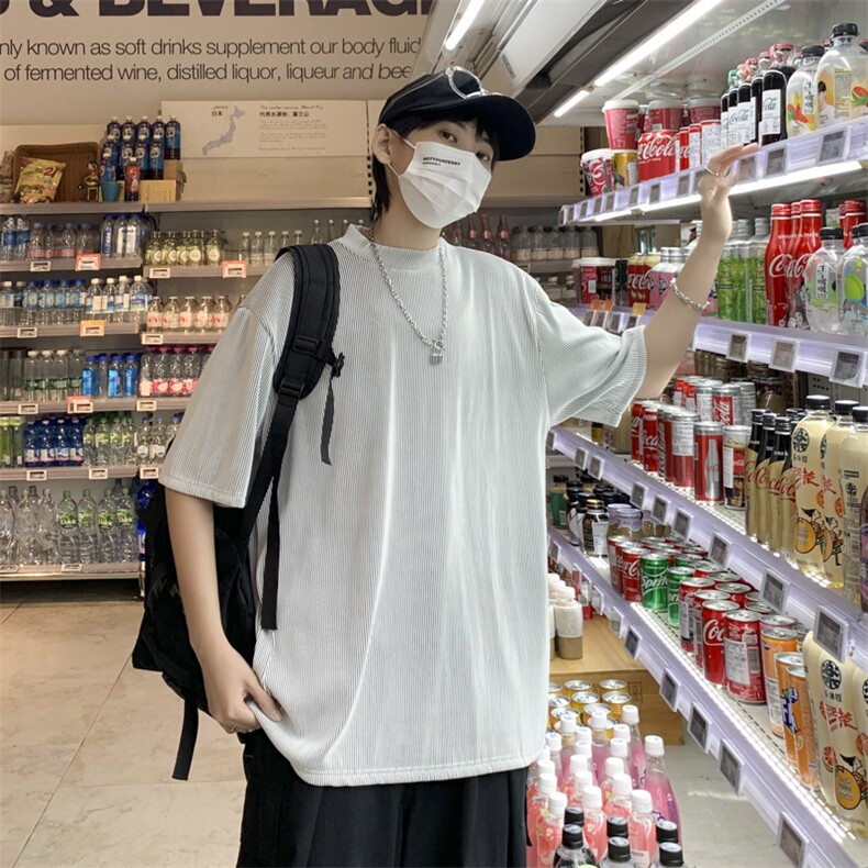 男冰丝半高领T恤宽松短袖T03P26,男装T恤,星座1116-2