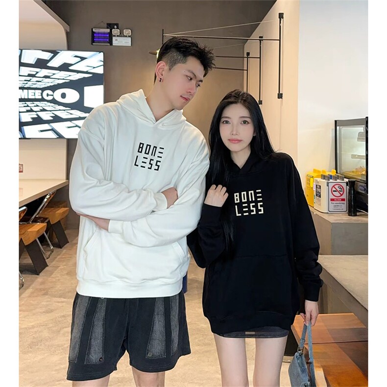 抖音得物 高品质印花连帽卫衣 秋冬装美式宽松连帽纯色卫衣ADL110图片