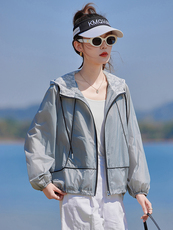 夏季冰丝防晒衣女拼色2026新款小个子防紫外线休闲开衫外套涂层型，女装防晒衣，靓衣阁