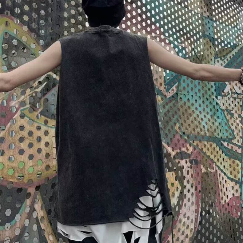 背心男士夏季潮牌痞帅水洗做旧痞帅健身运动坎肩T05-P36,男装背心/马甲,星座1109-3