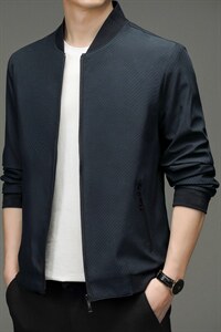 夹克2023春季新款商务休闲立领中年男士上衣纯色宽松潮流男装外套图片