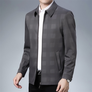 爸爸装秋冬外套中年男士夹克冬季中老年男装翻领茄克衫休闲衣服图片