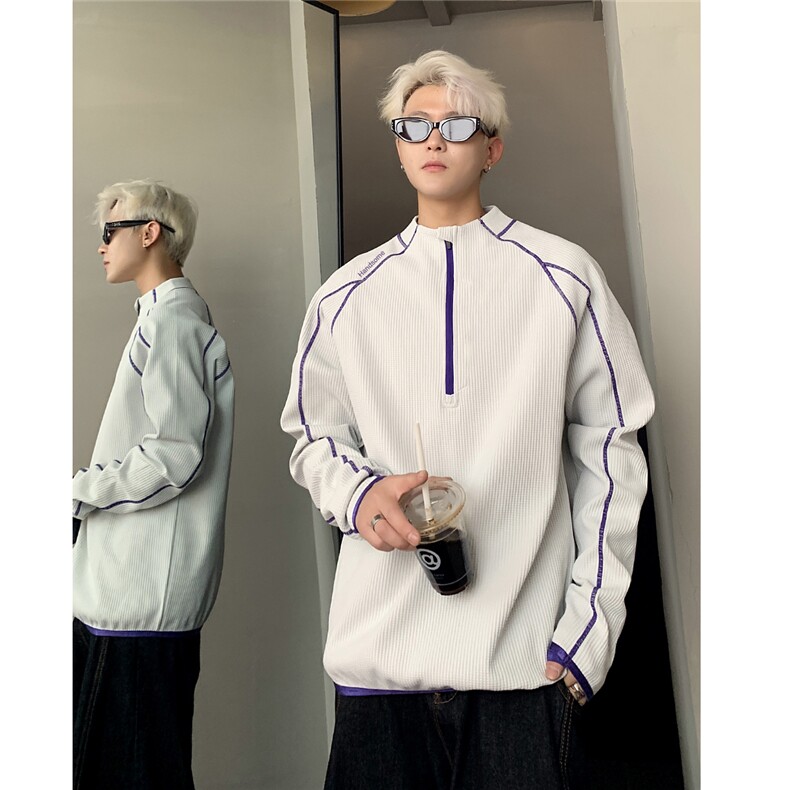 半拉链polo衫男款秋季山系户外徒步登山服骑行运动长袖T恤图片