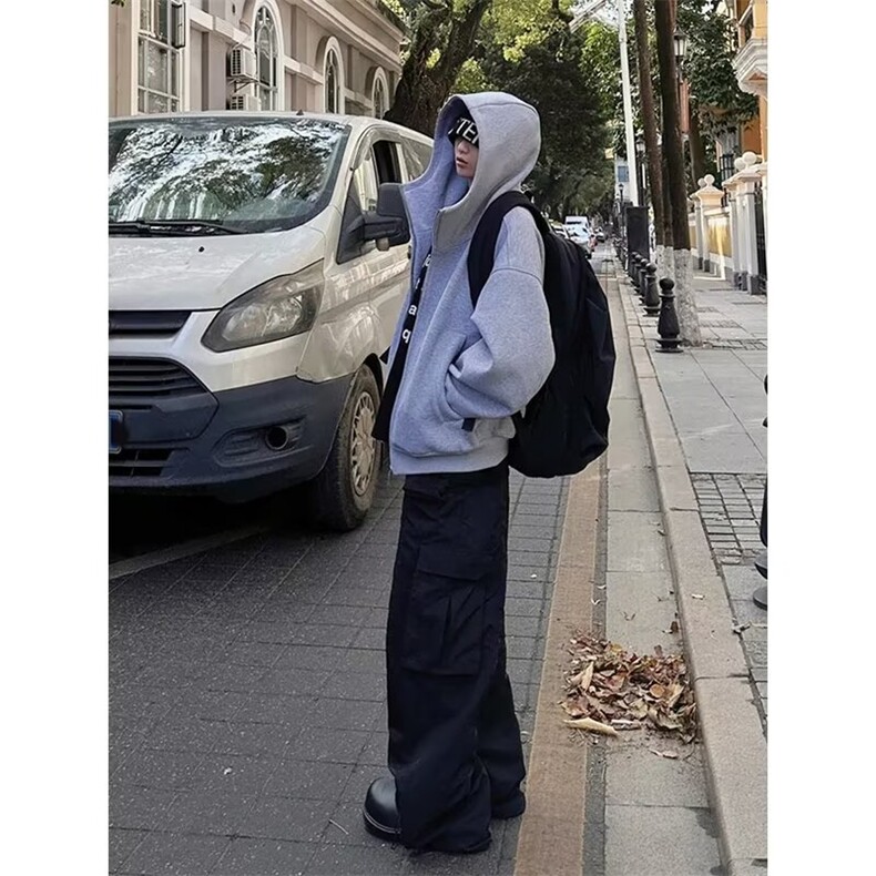 新款卫衣港风宽松简约连帽卫衣开衫男潮流帅气百搭513AWY2600P65,男装卫衣,星座513A