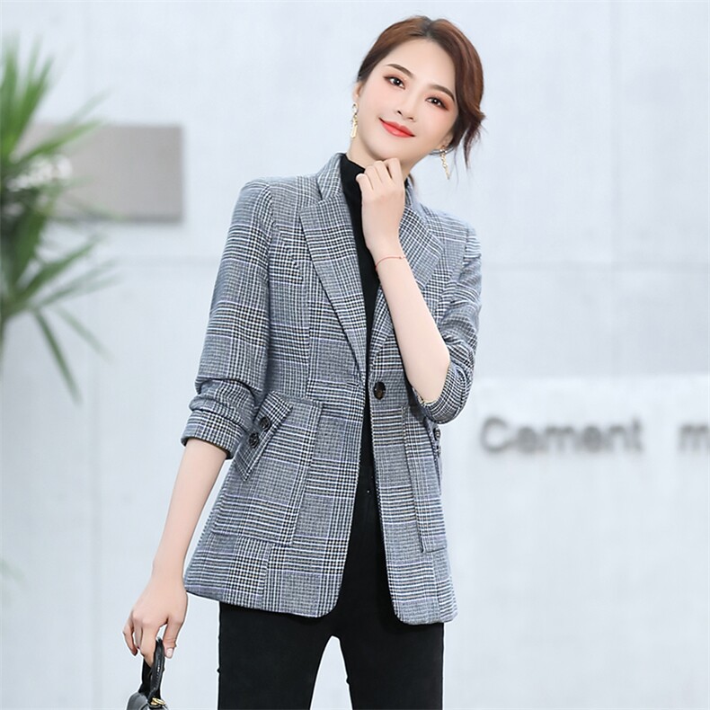2021春秋季新款优雅气质口袋钉扣拉毛西装,女装西装,阿菲诺依