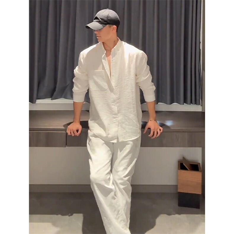 现货~夏季棉麻长袖衬衫男薄款休闲宽松防晒衬衣外套C032-特P35，男装防晒衣，星座1004-3