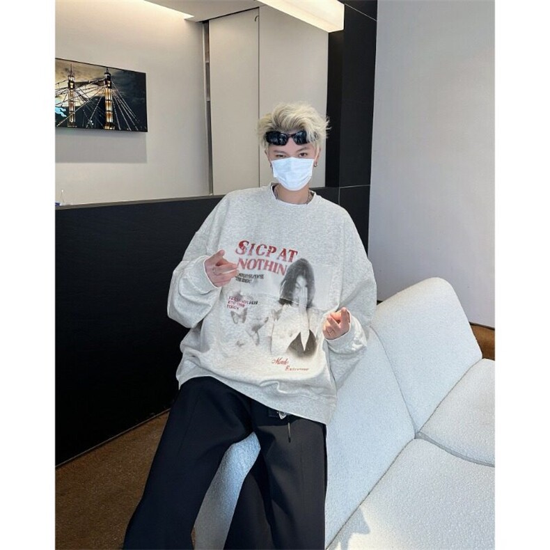 GC077-P40复古美式街头字母印花长袖卫衣男春季潮流宽松上衣潮牌,男装卫衣,电商C233