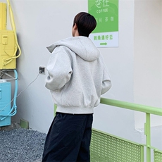 抖音得物高品质25秋冬美式高街宽松结构防风高领连帽卫衣外套W60，男装卫衣，电商A486-1