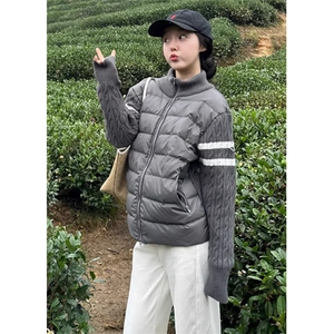 羽绒服男女韩版宽松高街情侣设计感痞帅潮牌拼接毛衣棉服 MY888图片