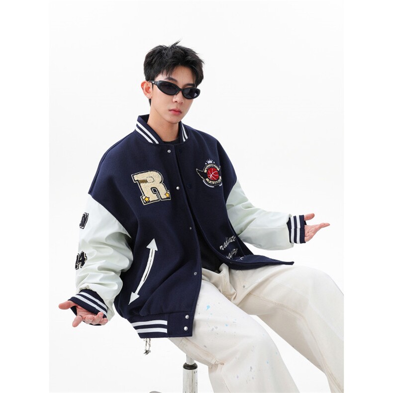 潮牌学院风毛巾绣棒球服夹克WT2537-P95-控168,男装夹克,星座609