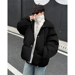 冬季2024新款美式双层领假两件棉服外套男士加厚宽松棉衣M9094图片
