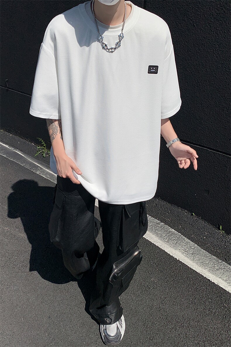 8XL-M重磅！特大码T潮牌上衣男中性华夫格短袖T恤DX304P25控39,男装T恤,电商D206-1