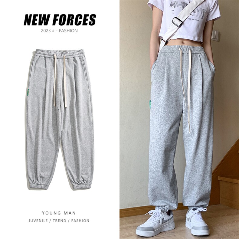 抖音得物唯品品质2025女模新品纯色运动裤夏装卫裤K003P50,男装休闲裤,电商042