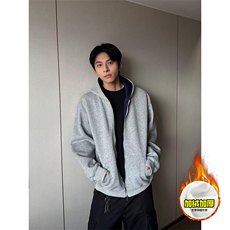 480G重磅加绒硬挺boxy男女秋冬美式高街结构双面连帽卫衣开衫外套，女装短外套，电商A486