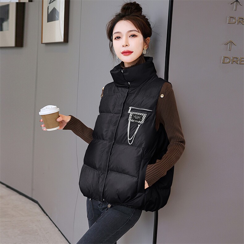 羽绒马甲女短款2022年新款白鸭绒羽绒服百搭外穿保暖无袖外套,女装马甲,火爆靓佳人