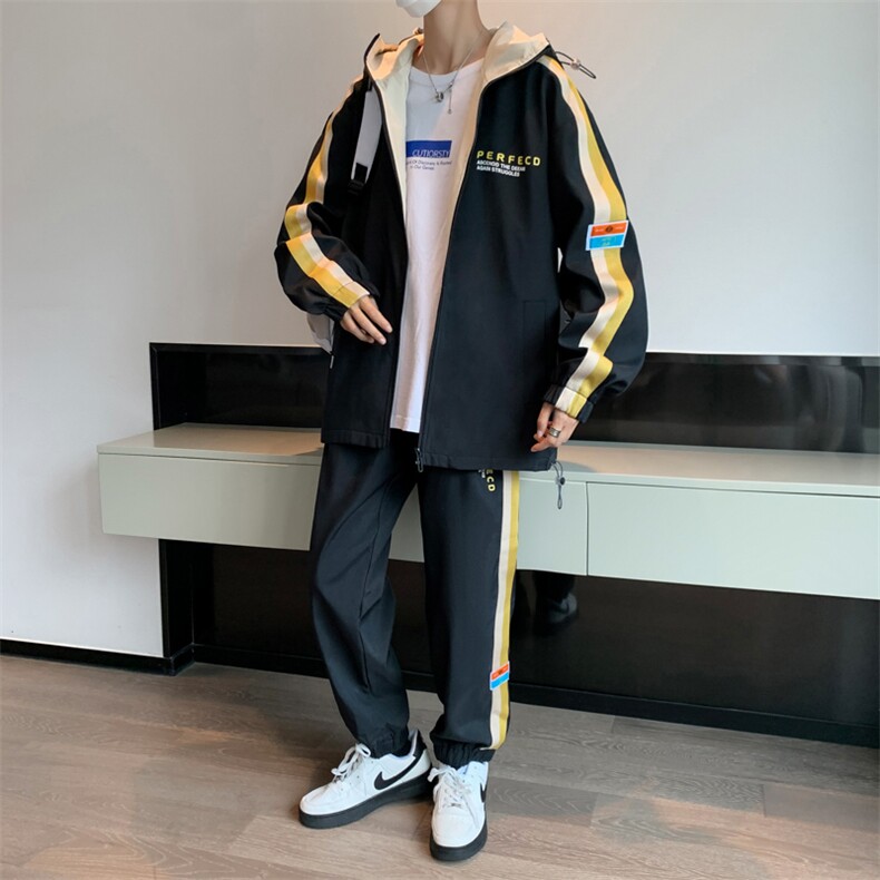 春季跑量款青少年大码休闲运动连帽宽松潮套装男TZD06P90,男装休闲套装,电商B226