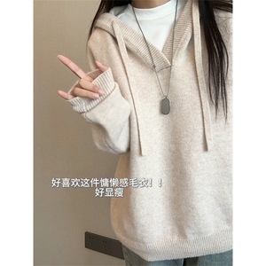 连帽针织衫美式复古高街宽松毛衣帽衫外套男女 5Q1135-TP5598图片