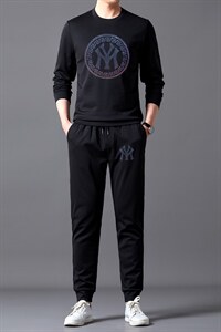 运动套装2023春季新款圆领时尚中年休闲卫衣卫裤两件套爸爸装，男装休闲套装，电商B212（原钱塘6029）