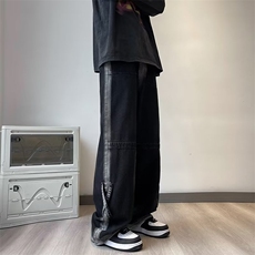 美式vibe高街牛仔裤男士小众设计感阔腿裤宽松扎染长裤CN993-p55，男装牛仔裤，星座1008
