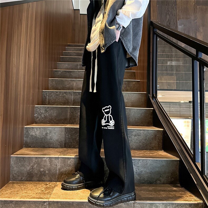 k1065-p55-控78 M-5XL宽松大码 发泡印花多口袋港风高阶黑暗牛仔图片