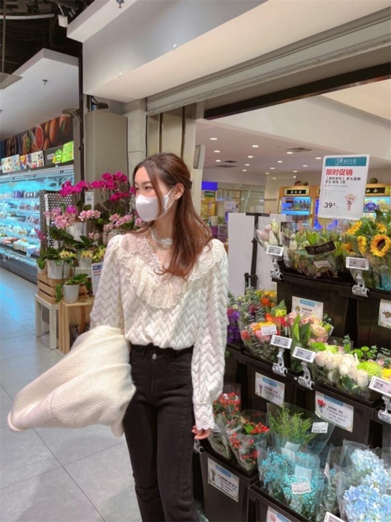 爆-磨毛系列-蕾丝拼纱上衣，其它，新袖