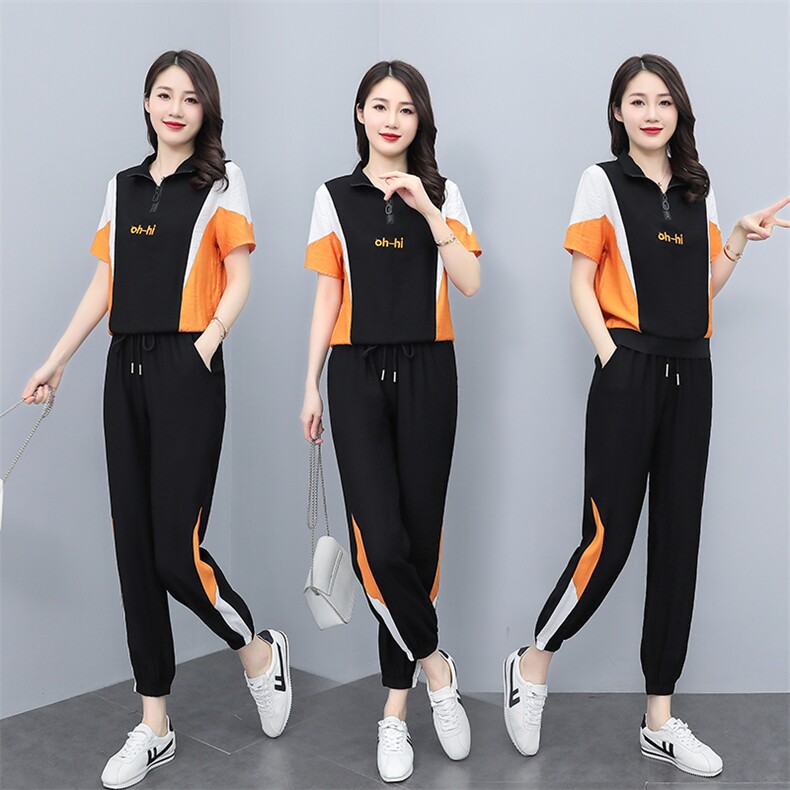 夏季休闲时尚运动服套装女2022新款两件套洋气减龄图片