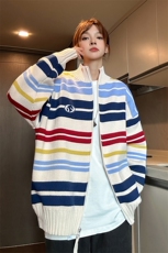 抖音主推1100克重磅条纹开衫毛衣刺绣针织衫男女G1068P88，男装针织衫/毛衣，电商A339