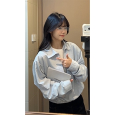 美式复古假两件条纹衬衫翻领拼接宽松衬衫HY921TP48控88，男装衬衫，电商A102B