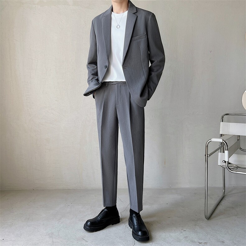现货2025秋轻熟风套装男宽松西装外套TZ10P195可单卖西装130裤65,男装西服套装,电商B276A