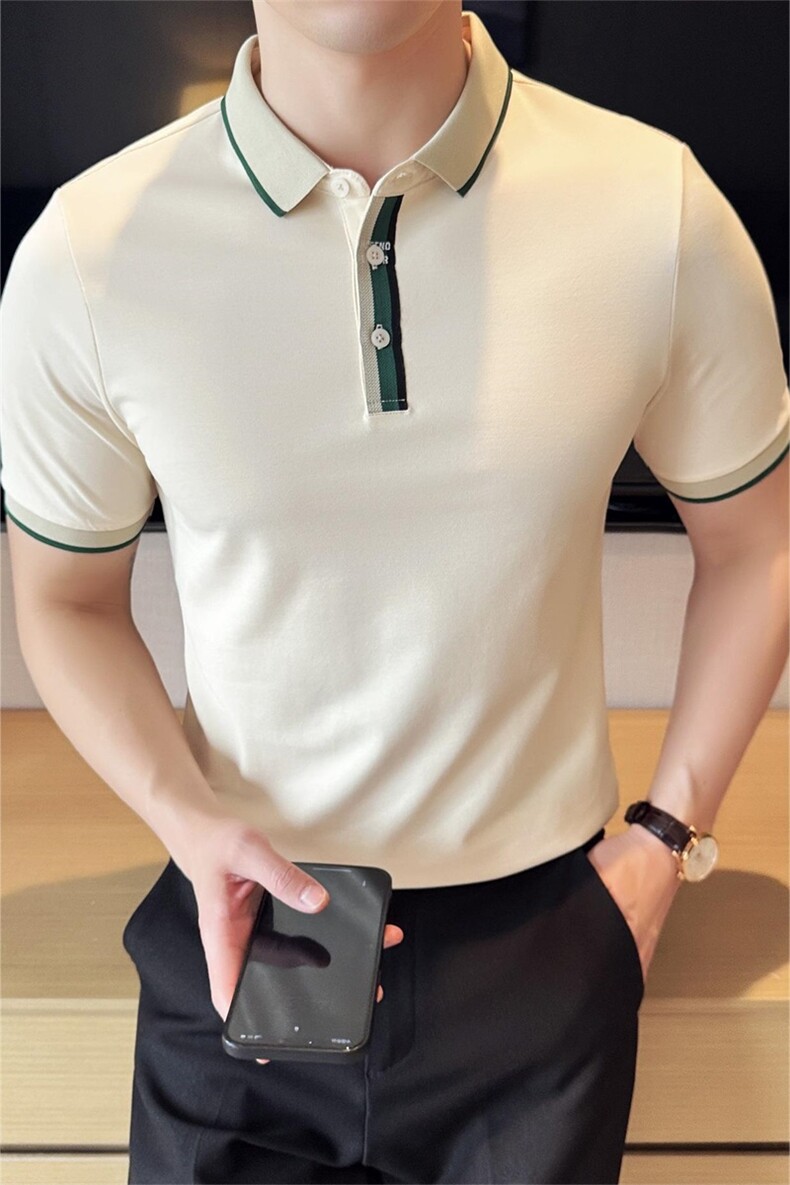 2026夏季新款织带高级感短袖T恤帅气翻领Polo衫T0281-P53,男装T恤,电商D342
