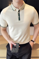 2026夏季新款织带高级感短袖T恤帅气翻领Polo衫T0281-P53，男装T恤，电商D342
