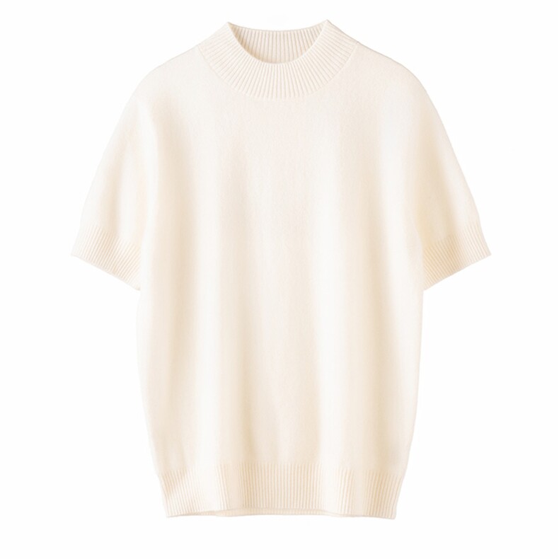 2025年秋季新款半高领针织短袖舒适百搭休闲，女装羊绒衫，濮尚羊绒
