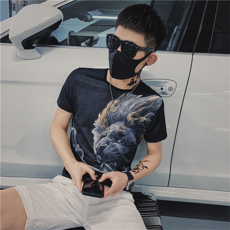 夏潮牌社会小伙短袖数码印花t恤潮男网红打底衫C301B-DT32图片