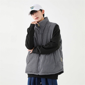 冬季灯芯绒棉马甲男复古加厚立领棉服情侣外套配挎包8516-P70图片