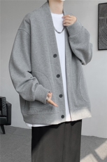 8XL-M春季开衫V领卫衣男港风日系慵懒风痞帅长袖上衣服外套KS001，女装短外套，电商B312