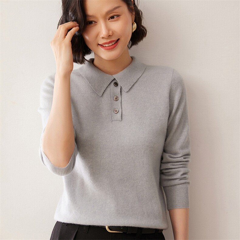 2025秋冬新款女士12针POLO领,女装羊绒衫,拓驰羊绒