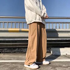 灯芯绒阔腿裤男ins春秋季宽松直筒港风潮牌高街灯笼长裤K4817-P32，男装休闲裤，星座412-2