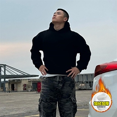 480G重磅加绒加厚硬挺boxy男女秋冬美式高街短款结构廓形连帽卫衣，男装卫衣，电商A486-1