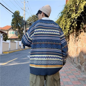 圆领毛衣男港味2023秋季复古日系针织衫M1552P45图片