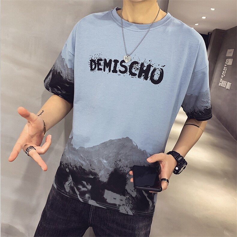 2021夏季短袖T恤男店主风宽松休闲衣服圆领体恤男A313-8326-P45,男装T恤,电商A313