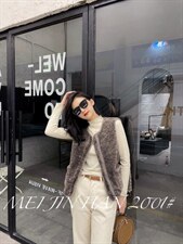 美巾涵5121皮毛一体马甲，女装马甲，美巾涵