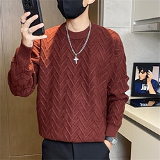 5325-特P68简约潮牌宽松ing肌理感卫衣男生港风毛衣加厚打底衫，男装针织衫/毛衣，电商D310B