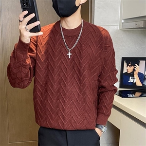 5325-特P68简约潮牌宽松ing肌理感卫衣男生港风毛衣加厚打底衫图片
