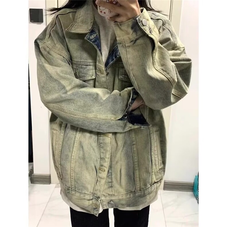 1506A/GZSN3020/P58泥黄牛仔外套春秋季美式潮牌复古工装夹克,男装工装外套,星座1506A