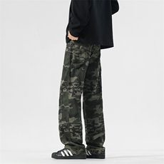 美式直筒裤迷彩牛仔裤男宽松休闲裤男潮牌长裤K2412P45，男装休闲裤，电商A062