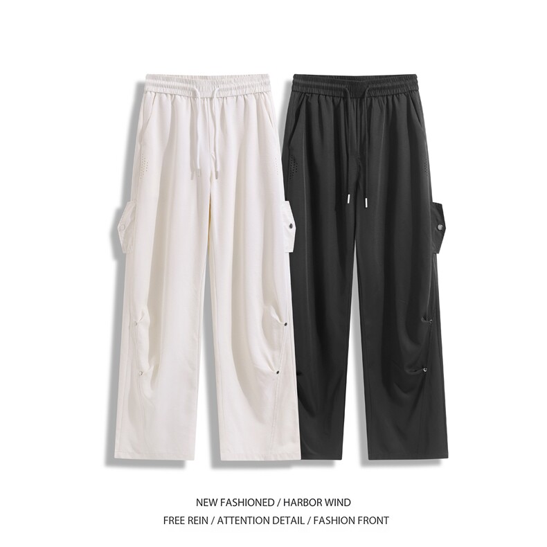 抖音品质潮流褶皱透气网眼冰丝宽松休闲裤B315-K25407-特p35控68,男装休闲裤,电商B315