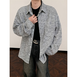 C2603/P40春装新款现货衬衫男宽松大码潮流工装衬衣外套图片