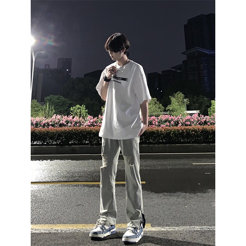 B221 美式ins高街暗黑拉链小脚弹力破洞牛仔裤 LK23060-P65 控88图片